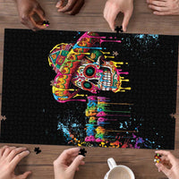 Dripping Sombrero Sugar Skull Puzzle Día de los Muertos - Wonder Print Shop