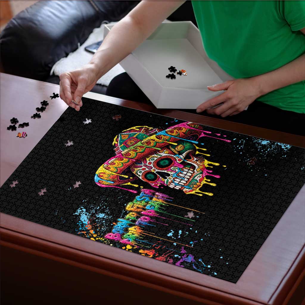 Dripping Sombrero Sugar Skull Puzzle Día de los Muertos - Wonder Print Shop