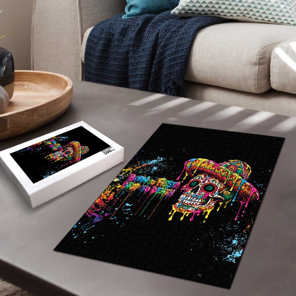Dripping Sombrero Sugar Skull Puzzle Día de los Muertos - Wonder Print Shop