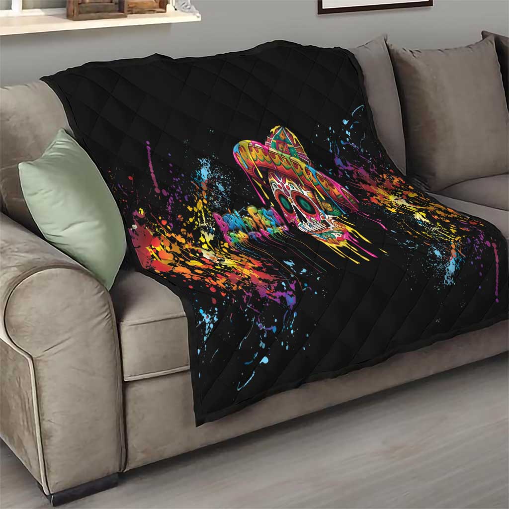 Dripping Sombrero Sugar Skull Quilt Día de los Muertos - Wonder Print Shop