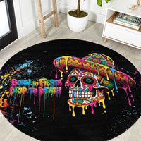 Dripping Sombrero Sugar Skull Round Carpet Día de los Muertos - Wonder Print Shop