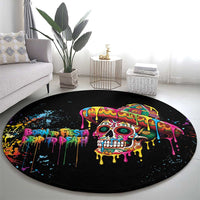 Dripping Sombrero Sugar Skull Round Carpet Día de los Muertos - Wonder Print Shop