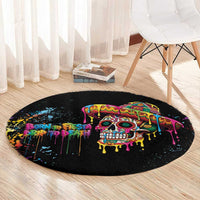 Dripping Sombrero Sugar Skull Round Carpet Día de los Muertos - Wonder Print Shop