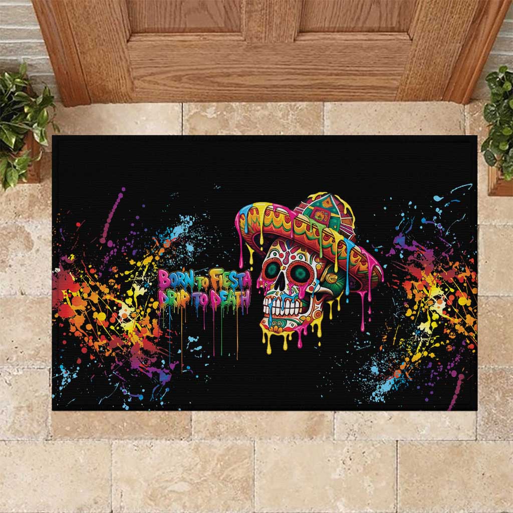 Dripping Sombrero Sugar Skull Rubber Doormat Día de los Muertos - Wonder Print Shop