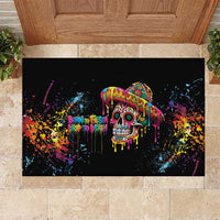 Dripping Sombrero Sugar Skull Rubber Doormat Día de los Muertos - Wonder Print Shop
