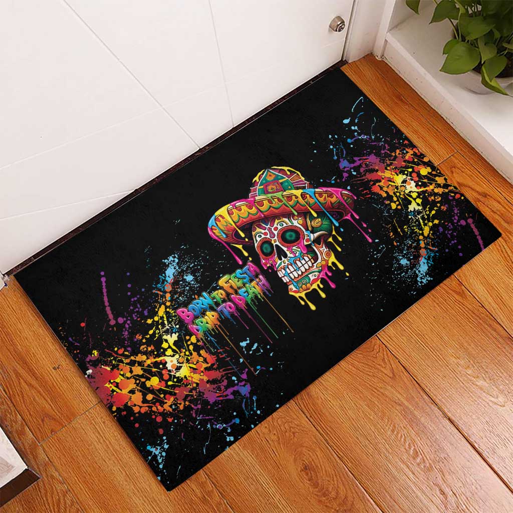 Dripping Sombrero Sugar Skull Rubber Doormat Día de los Muertos - Wonder Print Shop