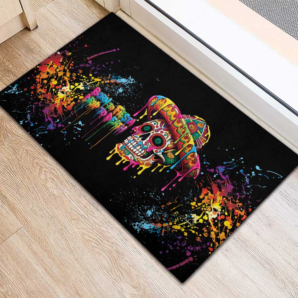 Dripping Sombrero Sugar Skull Rubber Doormat Día de los Muertos - Wonder Print Shop