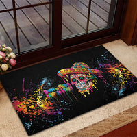 Dripping Sombrero Sugar Skull Rubber Doormat Día de los Muertos - Wonder Print Shop