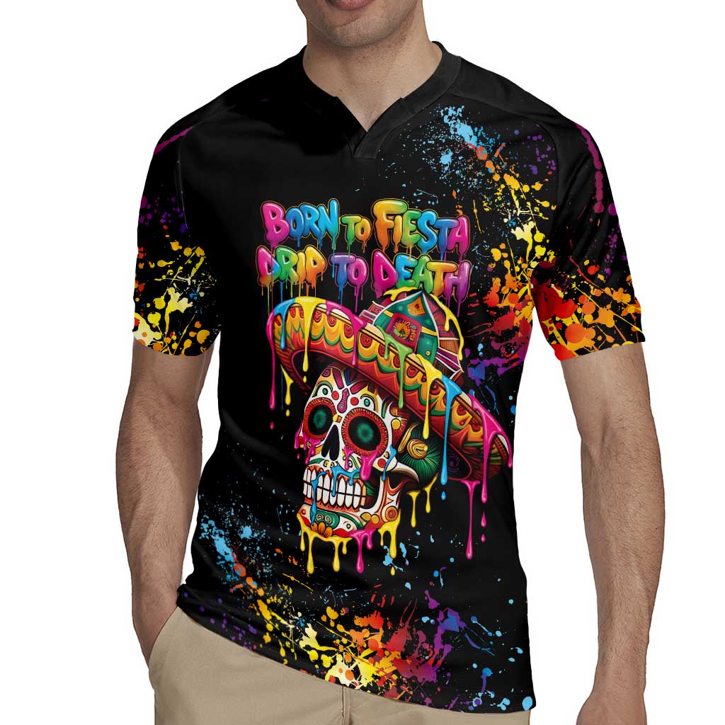 Dripping Sombrero Sugar Skull Rugby Jersey Día de los Muertos - Wonder Print Shop