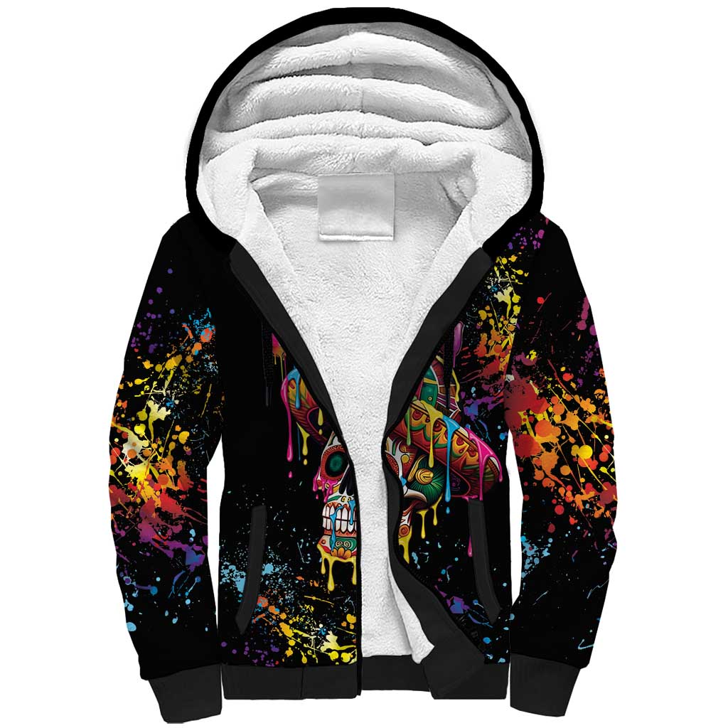 Dripping Sombrero Sugar Skull Sherpa Hoodie Día de los Muertos - Wonder Print Shop