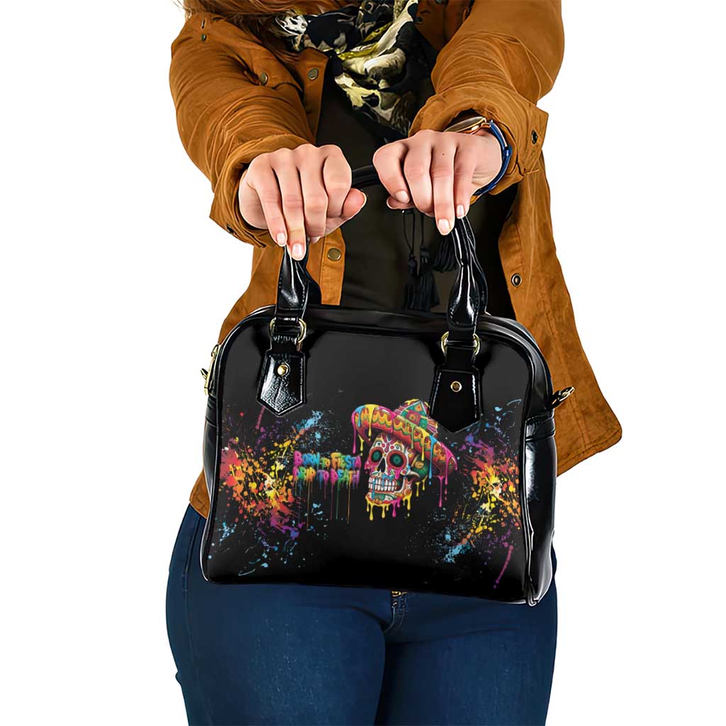 Dripping Sombrero Sugar Skull Shoulder Handbag Día de los Muertos - Wonder Print Shop