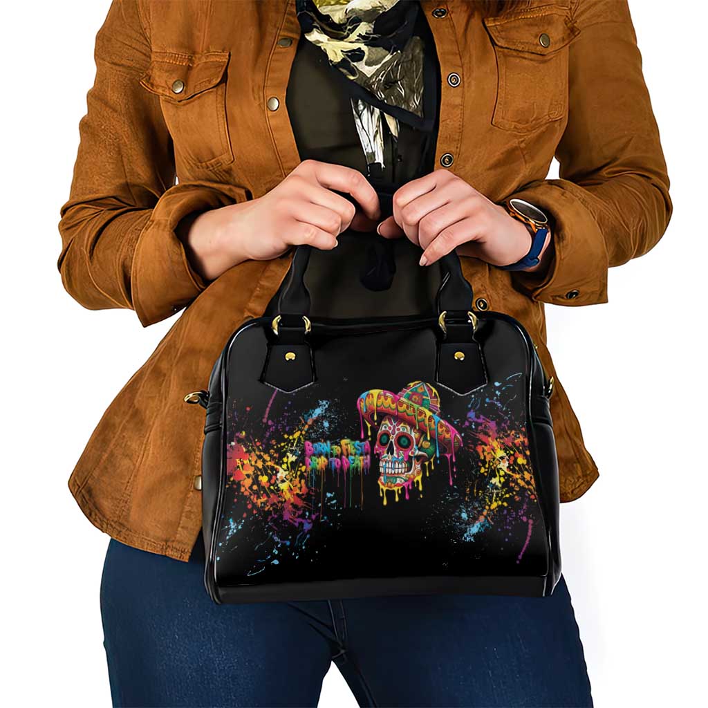 Dripping Sombrero Sugar Skull Shoulder Handbag Día de los Muertos - Wonder Print Shop