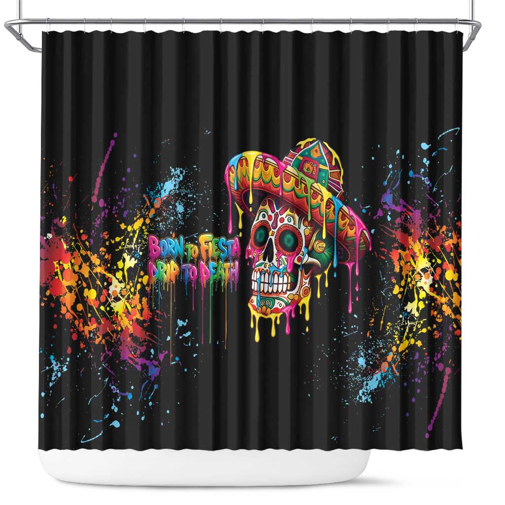 Dripping Sombrero Sugar Skull Shower Curtain Día de los Muertos - Wonder Print Shop