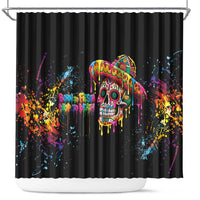 Dripping Sombrero Sugar Skull Shower Curtain Día de los Muertos - Wonder Print Shop