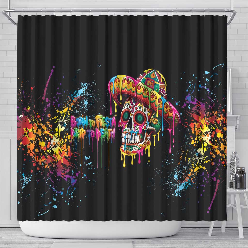Dripping Sombrero Sugar Skull Shower Curtain Día de los Muertos - Wonder Print Shop