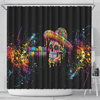 Dripping Sombrero Sugar Skull Shower Curtain Día de los Muertos - Wonder Print Shop