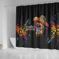 Dripping Sombrero Sugar Skull Shower Curtain Día de los Muertos - Wonder Print Shop