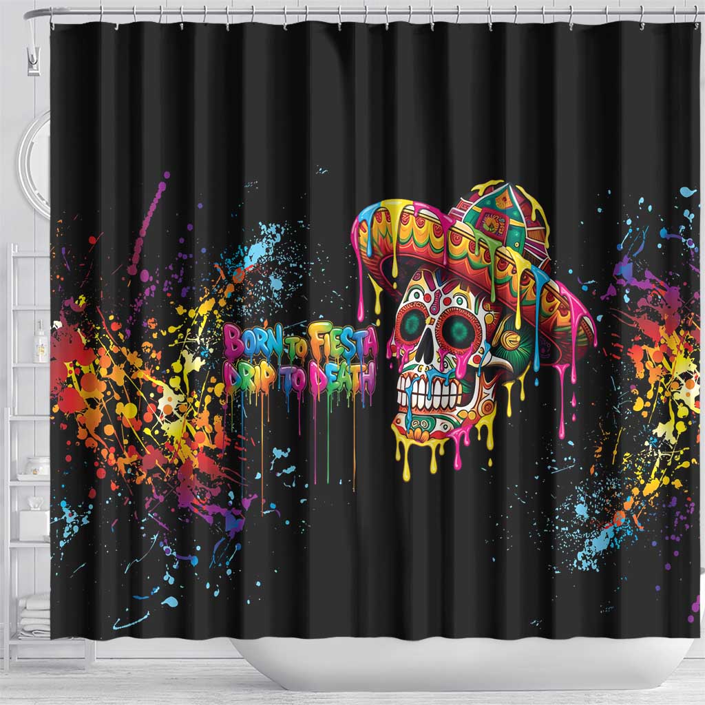 Dripping Sombrero Sugar Skull Shower Curtain Día de los Muertos - Wonder Print Shop