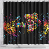 Dripping Sombrero Sugar Skull Shower Curtain Día de los Muertos - Wonder Print Shop