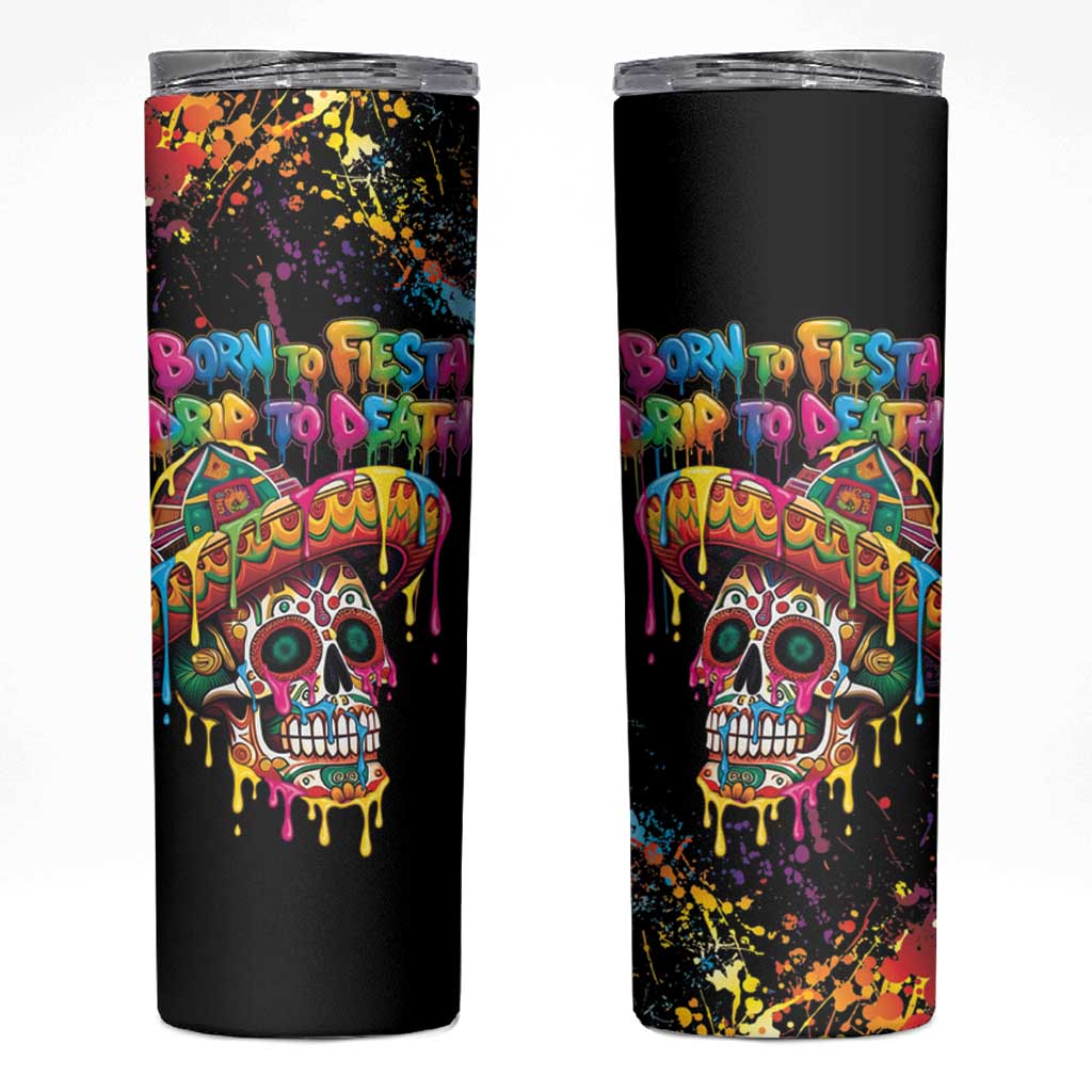 Dripping Sombrero Sugar Skull Skinny Tumbler Día de los Muertos - Wonder Print Shop