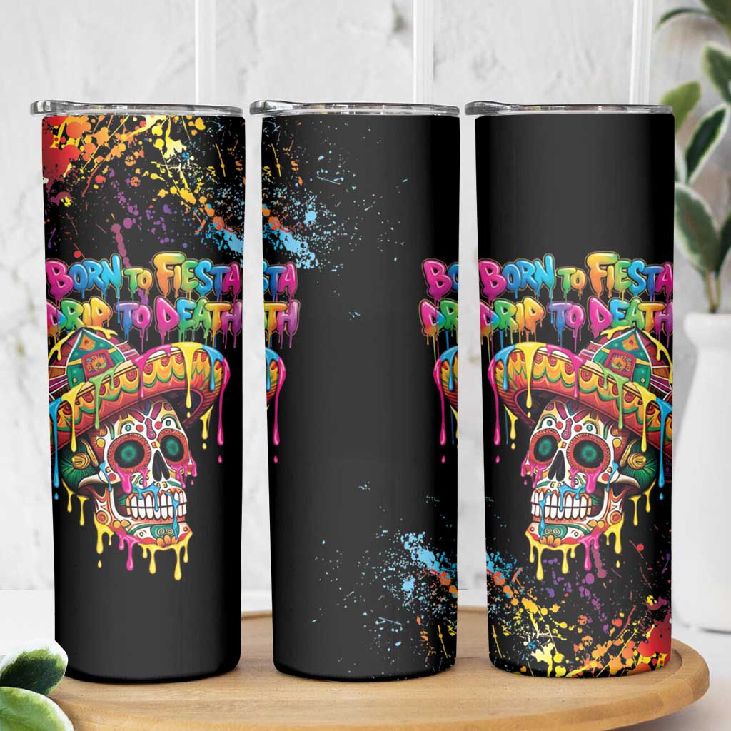Dripping Sombrero Sugar Skull Skinny Tumbler Día de los Muertos - Wonder Print Shop