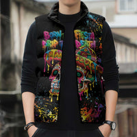 Dripping Sombrero Sugar Skull Sleeveless Puffer Jacket Día de los Muertos - Wonder Print Shop