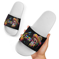 Dripping Sombrero Sugar Skull Slide Sandals Día de los Muertos - Wonder Print Shop