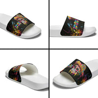 Dripping Sombrero Sugar Skull Slide Sandals Día de los Muertos - Wonder Print Shop