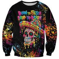 Dripping Sombrero Sugar Skull Sweatshirt Día de los Muertos - Wonder Print Shop
