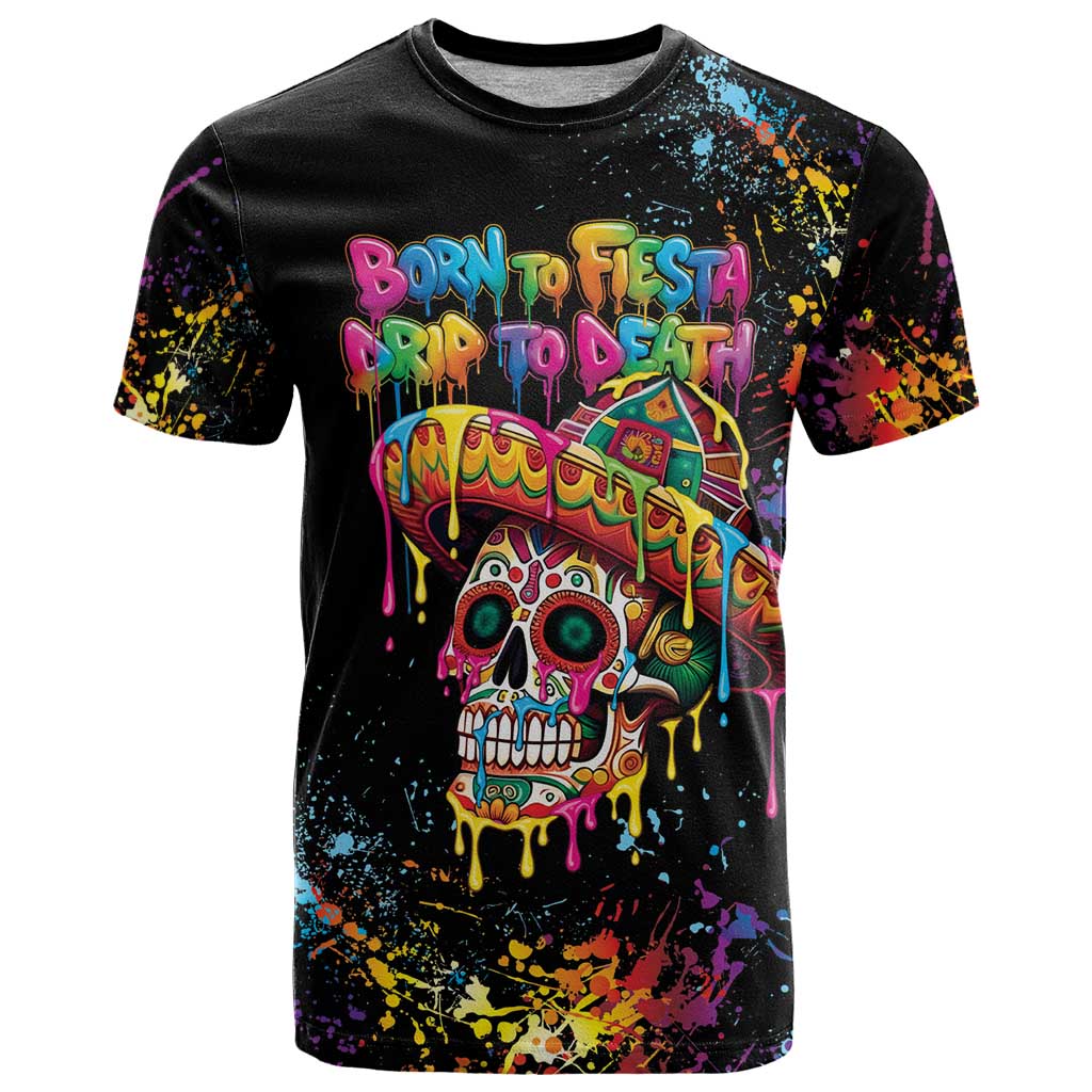 Dripping Sombrero Sugar Skull T Shirt Día de los Muertos - Wonder Print Shop