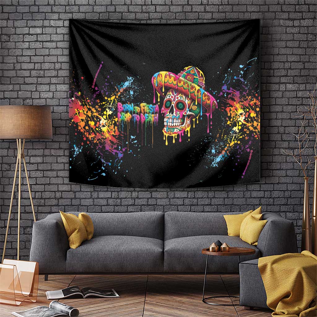 Dripping Sombrero Sugar Skull Tapestry Día de los Muertos - Wonder Print Shop