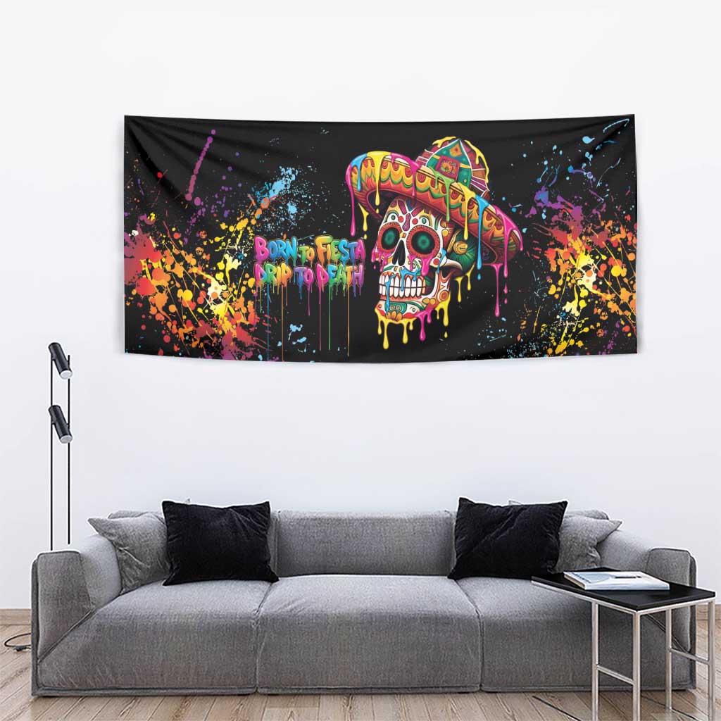 Dripping Sombrero Sugar Skull Tapestry Día de los Muertos - Wonder Print Shop