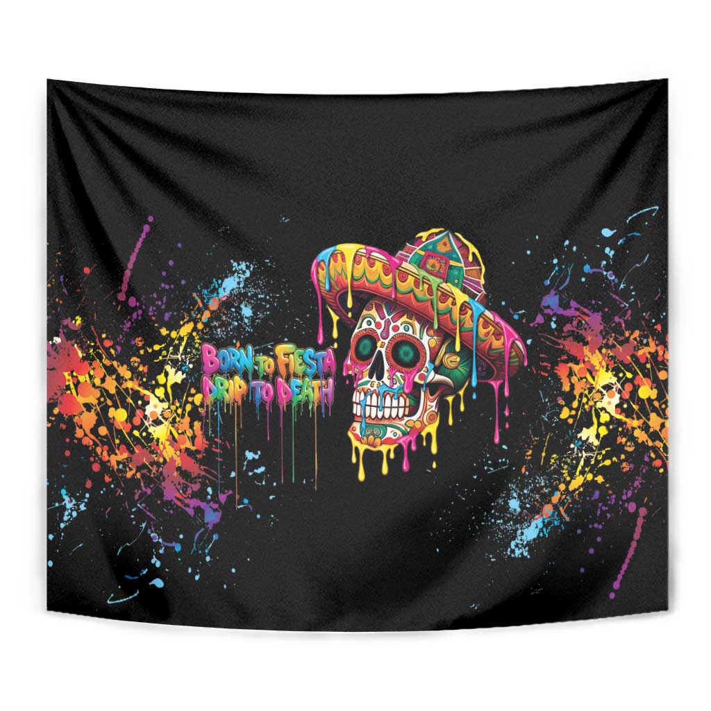 Dripping Sombrero Sugar Skull Tapestry Día de los Muertos - Wonder Print Shop