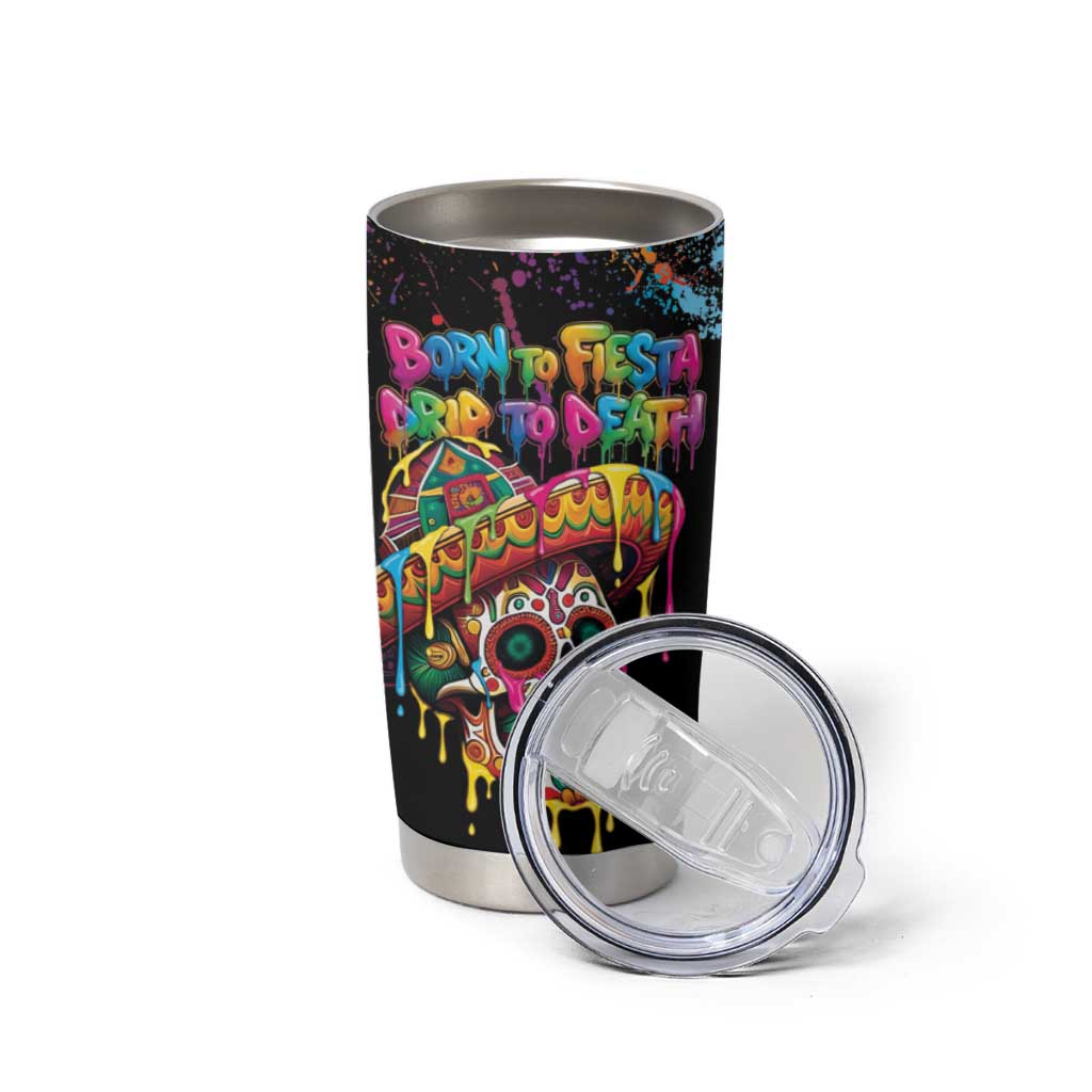 Dripping Sombrero Sugar Skull Tumbler Cup Día de los Muertos - Wonder Print Shop