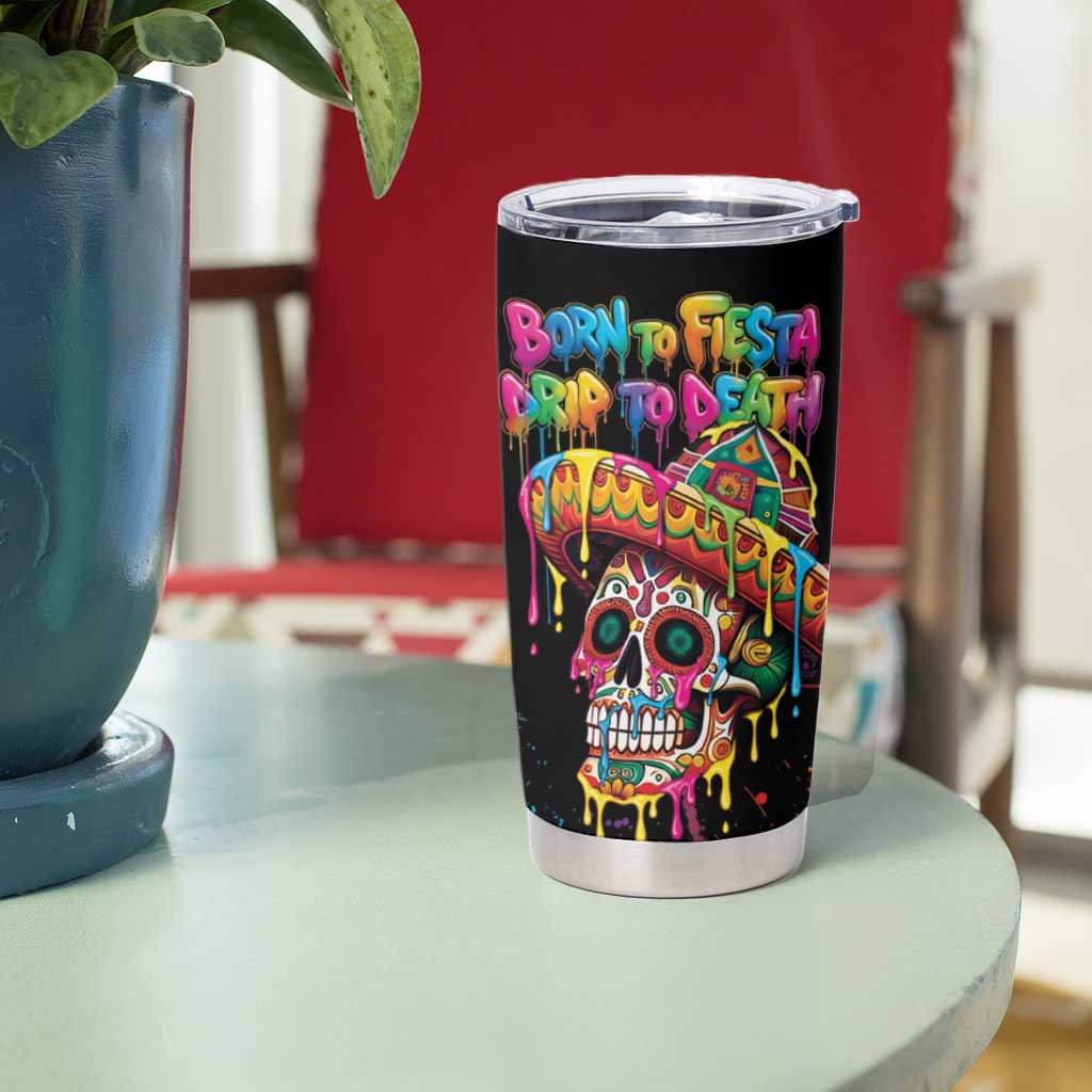 Dripping Sombrero Sugar Skull Tumbler Cup Día de los Muertos - Wonder Print Shop