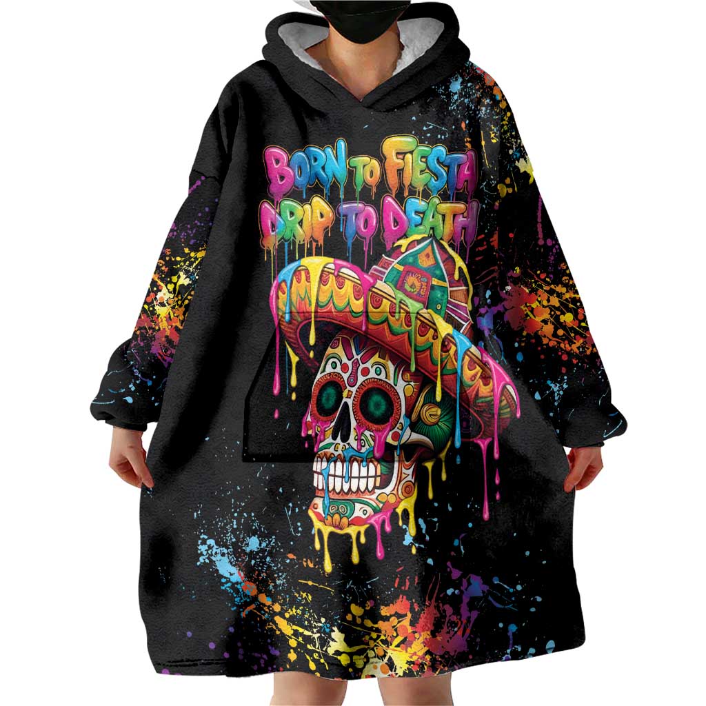 Dripping Sombrero Sugar Skull Wearable Blanket Hoodie Día de los Muertos - Wonder Print Shop