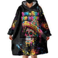 Dripping Sombrero Sugar Skull Wearable Blanket Hoodie Día de los Muertos - Wonder Print Shop