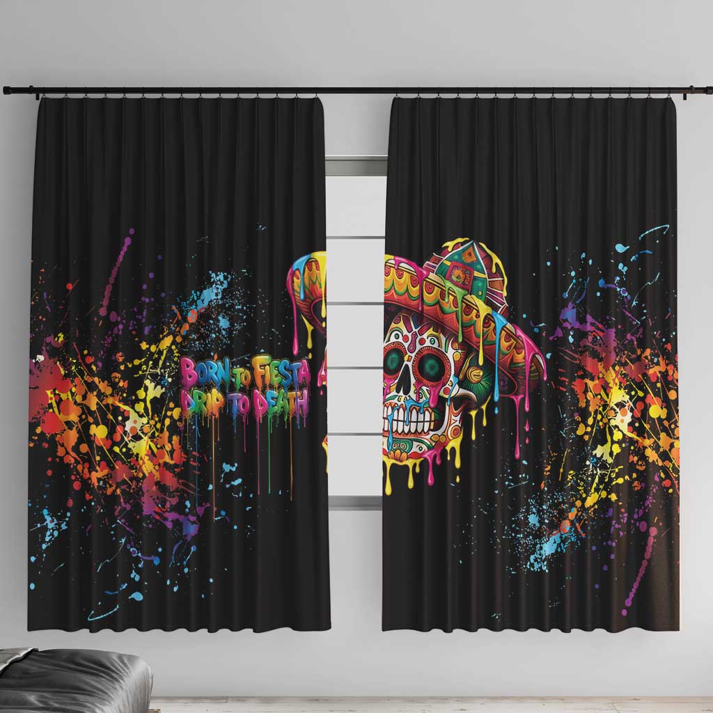 Dripping Sombrero Sugar Skull Window Curtain Día de los Muertos - Wonder Print Shop