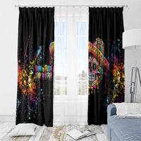 Dripping Sombrero Sugar Skull Window Curtain Día de los Muertos - Wonder Print Shop