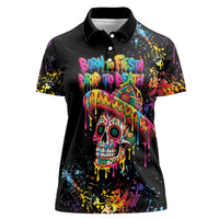 Dripping Sombrero Sugar Skull Women Polo Shirt Día de los Muertos - Wonder Print Shop