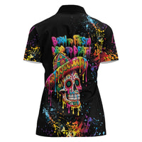 Dripping Sombrero Sugar Skull Women Polo Shirt Día de los Muertos - Wonder Print Shop