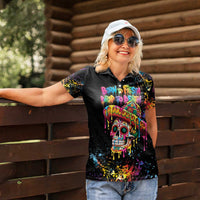 Dripping Sombrero Sugar Skull Women Polo Shirt Día de los Muertos - Wonder Print Shop