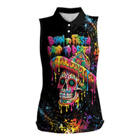 Dripping Sombrero Sugar Skull Women Sleeveless Polo Shirt Día de los Muertos - Wonder Print Shop