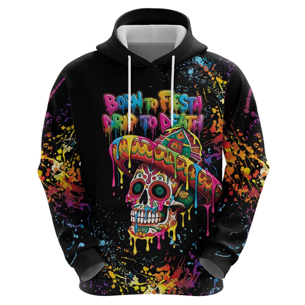 Dripping Sombrero Sugar Skull Zip Hoodie Día de los Muertos - Wonder Print Shop