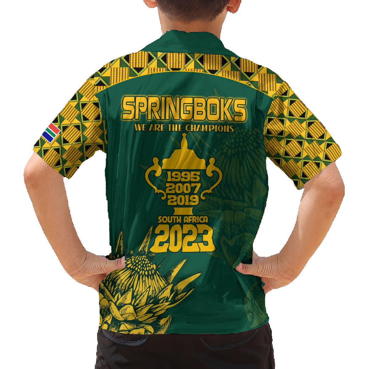 South Africa Rugby Family Matching Long Sleeve Bodycon Dress and Hawaiian Shirt Springboks Proud The Champions LT9 - Wonder Print Shop