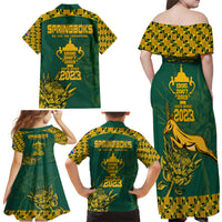 South Africa Rugby Family Matching Off Shoulder Maxi Dress and Hawaiian Shirt Springboks Proud The Champions LT9 - Wonder Print Shop