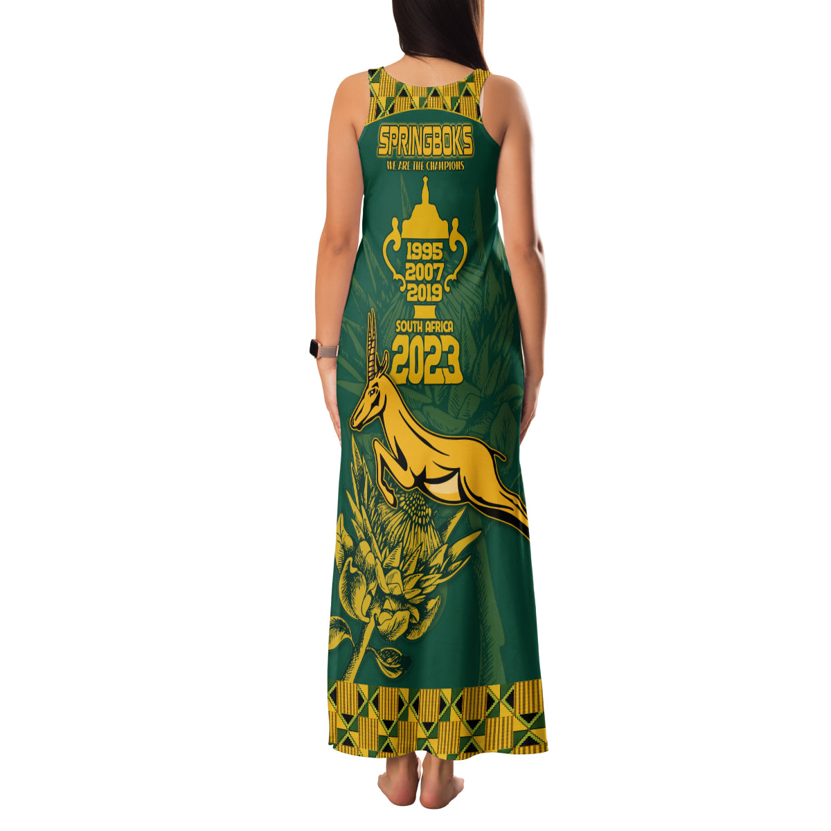South Africa Rugby Family Matching Tank Maxi Dress and Hawaiian Shirt Springboks Proud The Champions - Wonder Print Shop