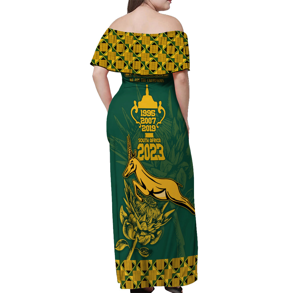 South Africa Rugby Off Shoulder Maxi Dress Springboks Proud The Champions - Wonder Print Shop