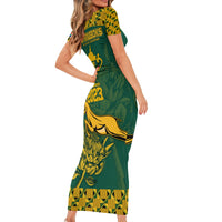 South Africa Rugby Short Sleeve Bodycon Dress Springboks Proud The Champions - Wonder Print Shop