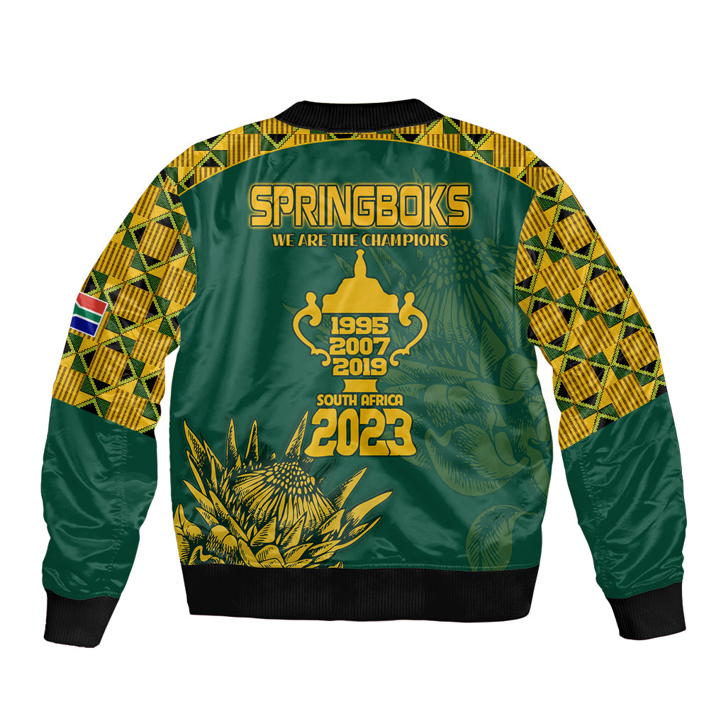 South Africa Rugby Sleeve Zip Bomber Jacket Springboks Proud The Champions - Wonder Print Shop